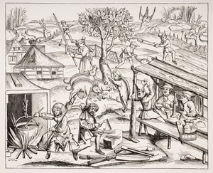 Vida campestre, después de un grabado en una edición en folio de Virgin, publicado en Lyon, 1517, de 